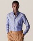 Eton Cotton Lyocell Stretch Knit Effect Button Under Overhemd Blauw