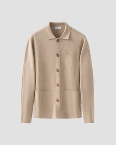 Eton Cotton Milano Knit Double-Knit Structure Overshirt Licht Beige