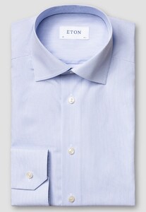 Eton Cotton Signature Poplin Allover Fine Stripe Shirt Light Blue