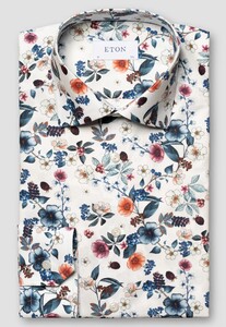 Eton Cotton Signature Twill Floral Pattern Shirt White-Multi