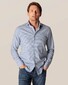 Eton Cotton Silk Duo Check Shirt Blue