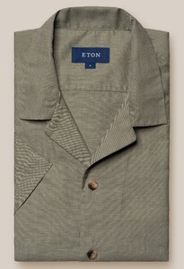 Eton Cotton Silk Resort Horn Effect Buttons Overhemd Groen