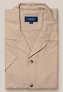 Eton Cotton Silk Resort Horn Effect Buttons Overhemd Licht Bruin