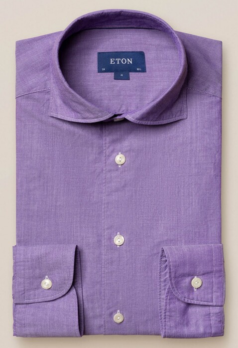 Eton Cotton Silk Uni Soft Overhemd Paars