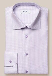 Eton Cotton Tencel Check Tonal Buttons Shirt Light Purple