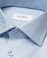 Eton Cotton Tencel Fine Check Pattern Cutaway Collar Overhemd Licht Blauw