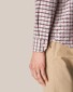 Eton Cotton Tencel Flannel Check Button Down Shirt Burgundy
