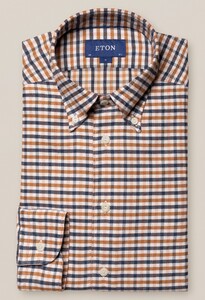 Eton Cotton Tencel Flannel Check Button Down Shirt Fine Orange