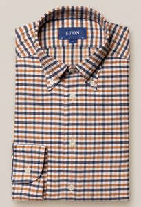Eton Cotton Tencel Flannel Check Shirt Fine Orange
