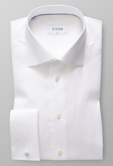 Eton Cotton Tencel French Cuff Overhemd Wit
