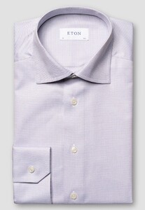 Eton Cotton Tencel Houndstooth Subtle Stretch Shirt Pink