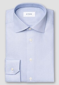 Eton Cotton Tencel Lyocell Stretch Rich Woven Texture Overhemd Licht Blauw