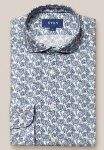 Eton Cotton Tencel Paisley Pattern Overhemd Blauw