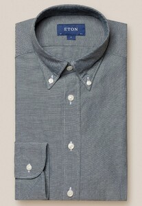 Eton Cotton Tencel Royal Oxford Button Down Overhemd Donker Groen