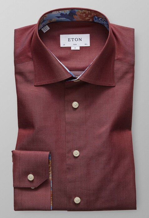 Eton Cotton Tencel Signature Twill Shirt Burgundy
