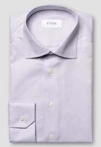 Eton Cotton Tencel Stretch Fine Houndstooth Pattern Overhemd Roze