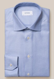 Eton Cotton Tencel Stretch Rich Texture Diagonal Twill Shirt Light Blue