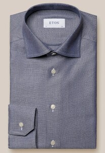 Eton Cotton Tencel Stretch Rich Texture Diagonal Twill Shirt Navy