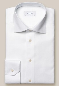 Eton Cotton Tencel Stretch Rich Texture Diagonal Twill Shirt White