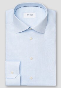 Eton Cotton Twill Semi Solid Structure Overhemd Licht Blauw