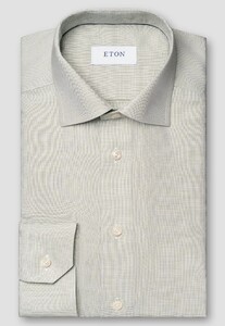 Eton Cotton Twill Semi Solid Structure Shirt Green