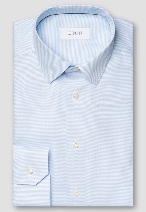 Eton Cotton Twill Semi Solid Texture Overhemd Licht Blauw