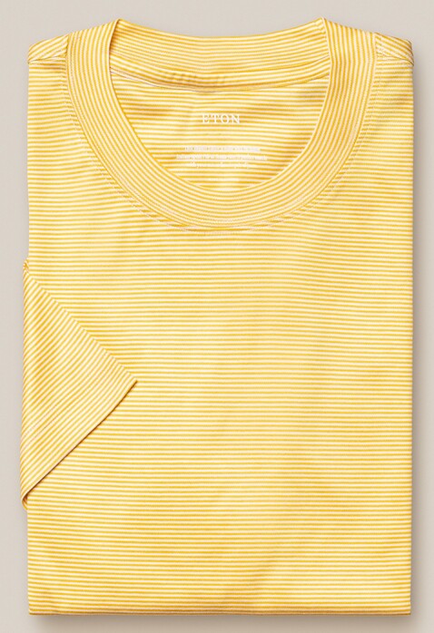 Eton Crew Neck Filo di Scozia Jersey Striped T-Shirt Geel