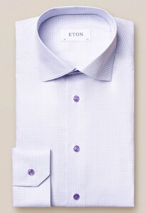 Eton Cutaway Check Signature Twill Shirt Purple