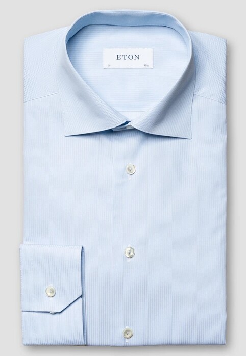 Eton Cutaway Collar Elevated Cotton Duo Stripe Shirt Light Blue