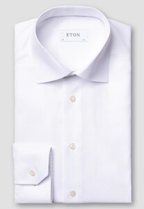 Eton Cutaway Collar Rich Structured Textured Twill Overhemd Wit
