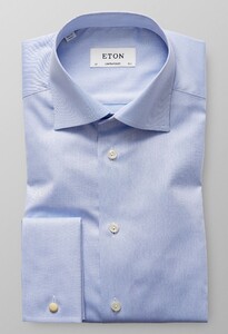 Eton Cutaway Dubbele Manchet Overhemd Licht Blauw