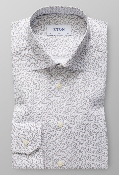 Eton Cutaway Floral Poplin Fantasy Shirt White