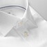 Herenoverhemd met dubbele manchet crème slim fit metalen