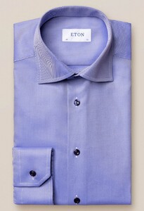 Eton Cutaway Textured Twill Overhemd Avond Blauw