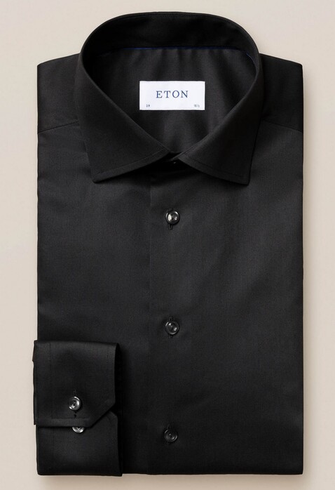 Eton Cutaway Twill Stretch Overhemd Zwart