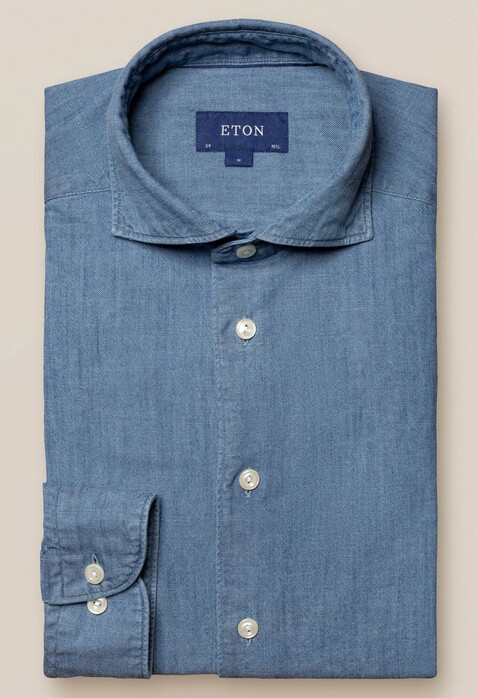 Eton Denim Extreme Cutaway Overhemd Licht Blauw