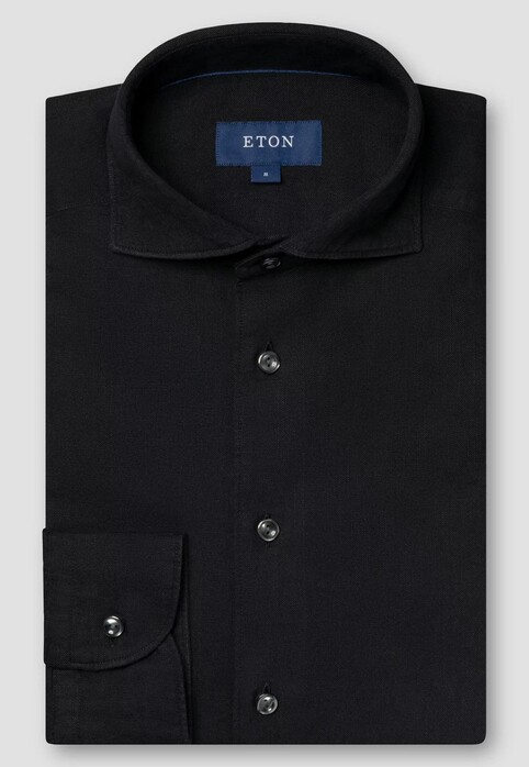 Eton Denim Twill Garment Washed Shirt Black