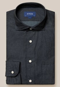 Eton Denim Uni Corozo Buttons Overhemd Zwart