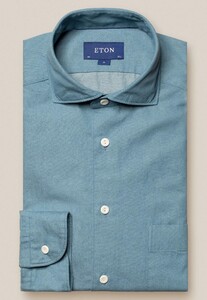 Eton Denim Uni Corozo Buttons Shirt Blue