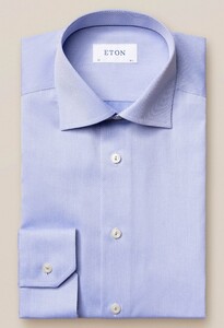 Eton Diagonal Fine Striped Twill Overhemd Blauw