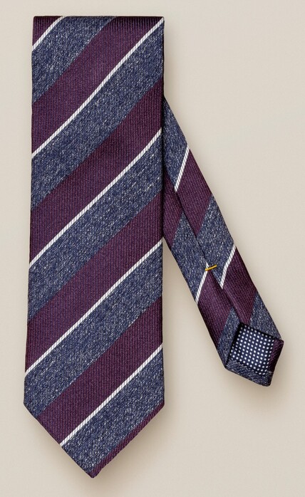 Eton Diagonal Stripe Cotton Silk Linen Tie Navy-Red