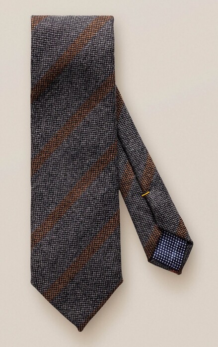 Eton Diagonal Striped Wool Tie Grey