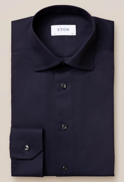 Eton Diagonal Twill Cutaway Shirt Navy