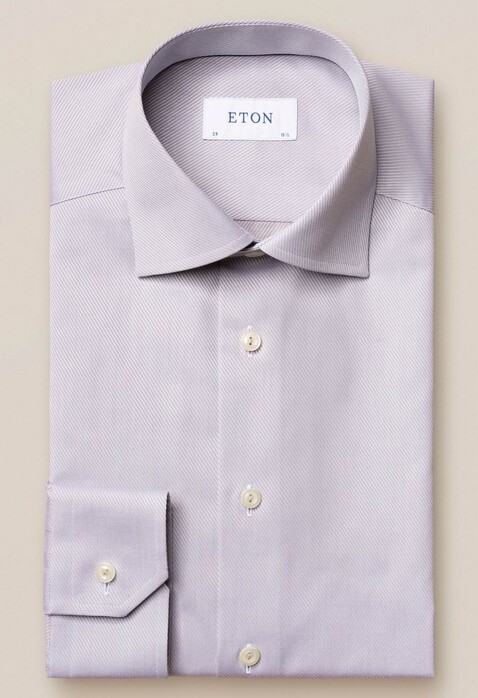 Eton Diagonal Twill Overhemd Grijs