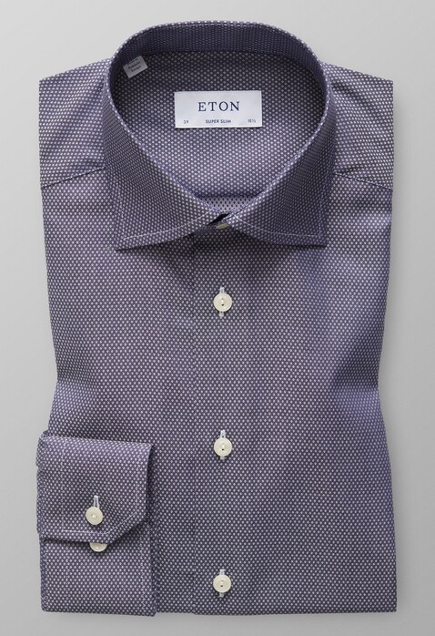 Eton Diamond Weave Cutaway Overhemd Donker Blauw