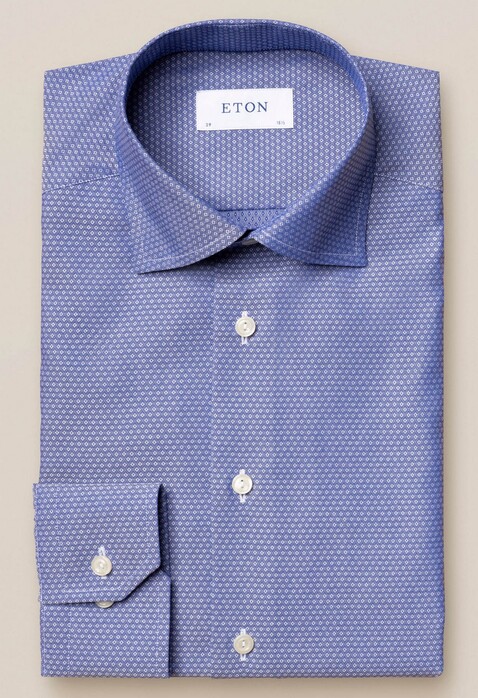 Eton Diamond Weave Shirt Blue