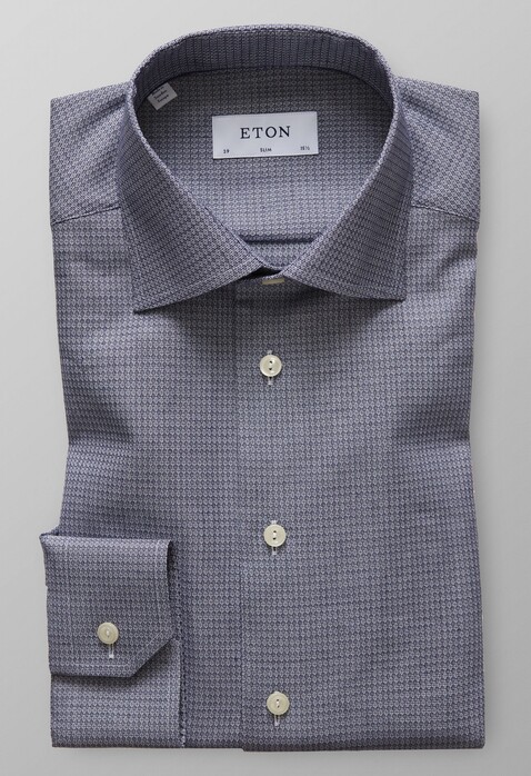 Eton Dobby Cotton-Tencel Overhemd Dark Navy
