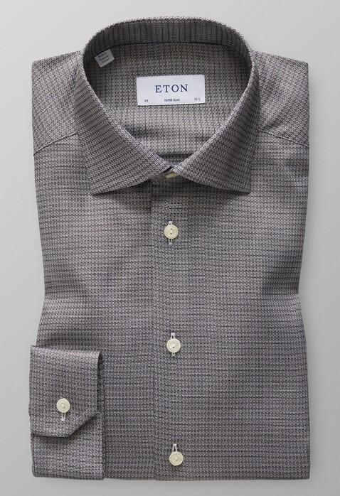 Eton Dobby Cotton-Tencel Overhemd Zwart