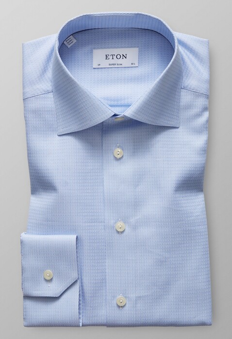 Eton Dobby Cotton-Tencel Shirt Light Blue