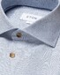 Eton Dobby Mélange Contrast Buttons Overhemd Midden Blauw